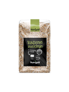Nutrigold organic rye bran in a transparent packaging of 500g
