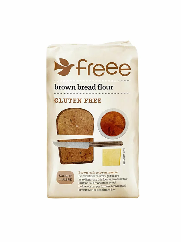 Freee Gluten Free brown bread flour in a packaging of 1kg