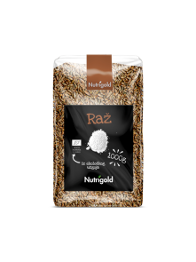 Nutrigold organic rye in a transparent packaging of 1000g