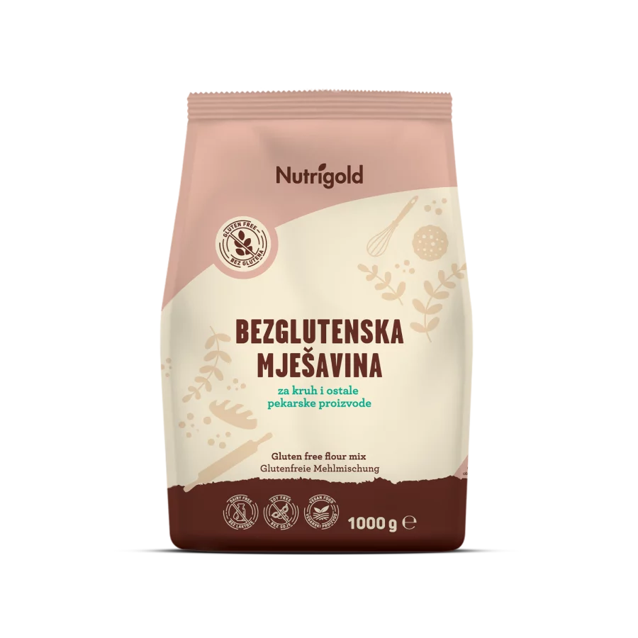 Nutrigold gluten free flower mix in a 1000 gram bag