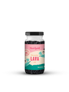 Nutrigold lava salt in transparent glass jar of 100g