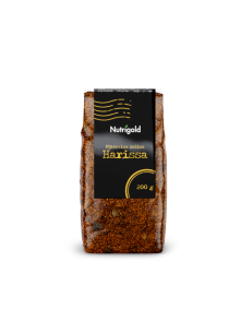 Nutrigold harissa ground spice blend in a bag containing 200g