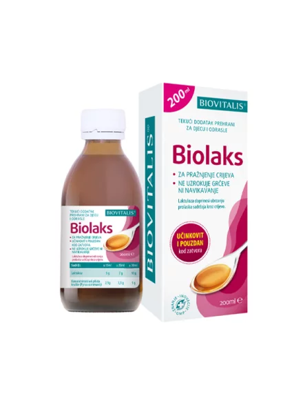 Biovitalis liquid dietary supplement for bowel emptying for children and adults in a dark 200 ml bottle