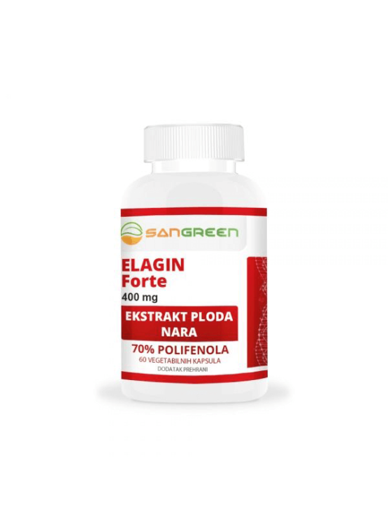 Sangreen elagin forte 400mg x 60 capsules in white plastic packaging