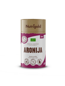 Nutrigold organic aronia powder in brown 200g packaging