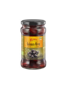 Gustoni organic kalamata olives in a glass jar of 300g
