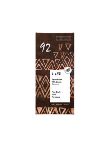 Vivani organic 80 grams strong dark chocolate in brown environmentally conscious cover