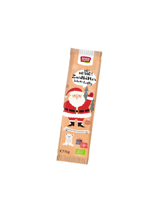 Rosengarten Santa Claus shaped chocolate on a stick in a colorful cover of 15g