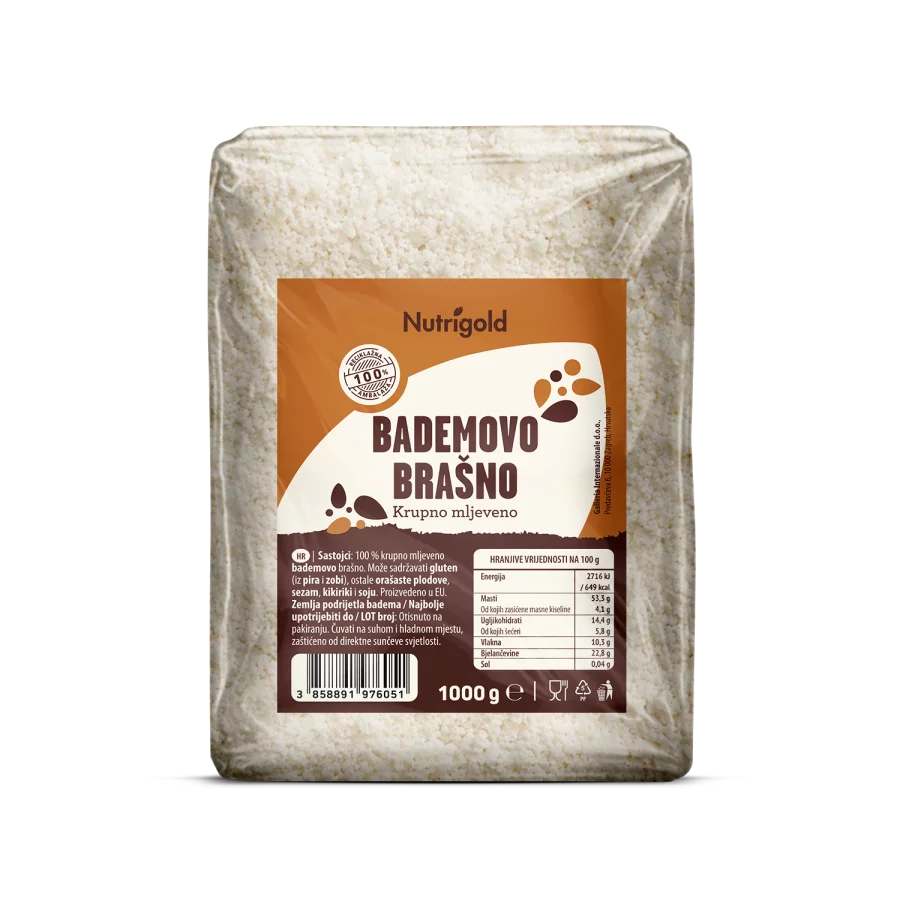 Nutrigold almond meal in a 1000g packaging