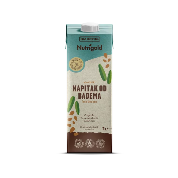 Nutrigold organic & sugar free almond drink in a tetra pak packaging of 1000ml