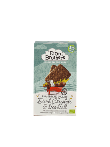 Farm Brothers oats, spelt and rye cookies dark chocolate and sea salt in cardboard packaging of 150g