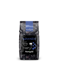 Nutrigold organic dried blueberries in transparent packaging of 200g