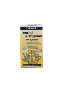 Hoyer fennel and thyme honey in dark packaging of 250 grams