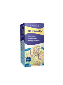 Thyromaxx 50 capsules for normal thyroid function from Biobalans in colorful cardboard packaging