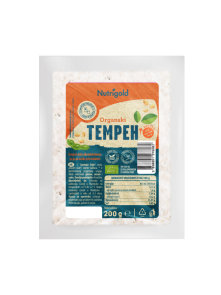 Nutrigold organic tempeh in transparent vacuum sealed packaging of 200g