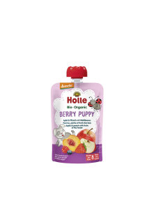Organic Holle apple, peach and berries in a resealable pouch 100g