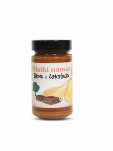 Butternut squash and chocolate spread in a glass jar of 250g. Prpić family farm.