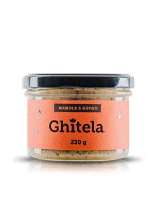 Ghitela almond and coffee ghee spread in a glass jar of 230g