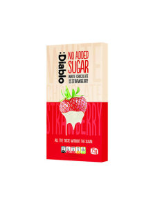 White chocolate with strawberry and no added sugar in a paper packaging