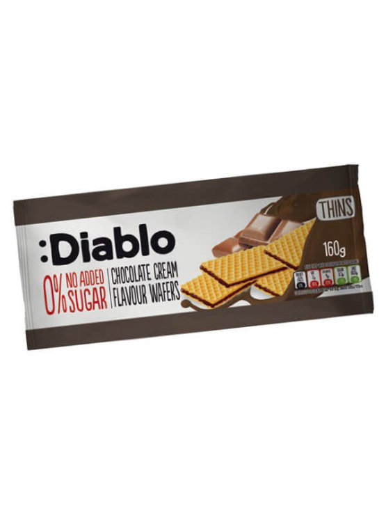 Diablo 0% sugar chocolate wafers in a packaging of 160g