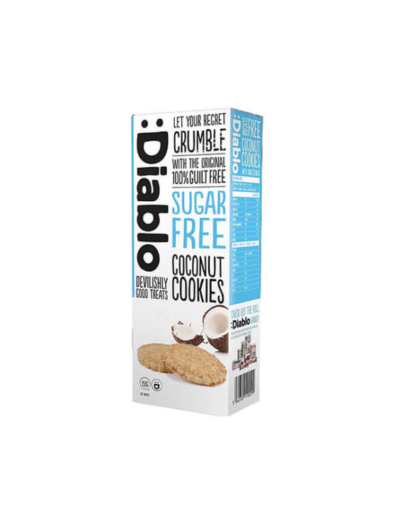 Diablo sugar free coconut cookies in a cardboard packaging of 150g