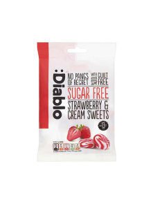 Diablo sugar free strawberry and cream sweets in a plastic bag 75g