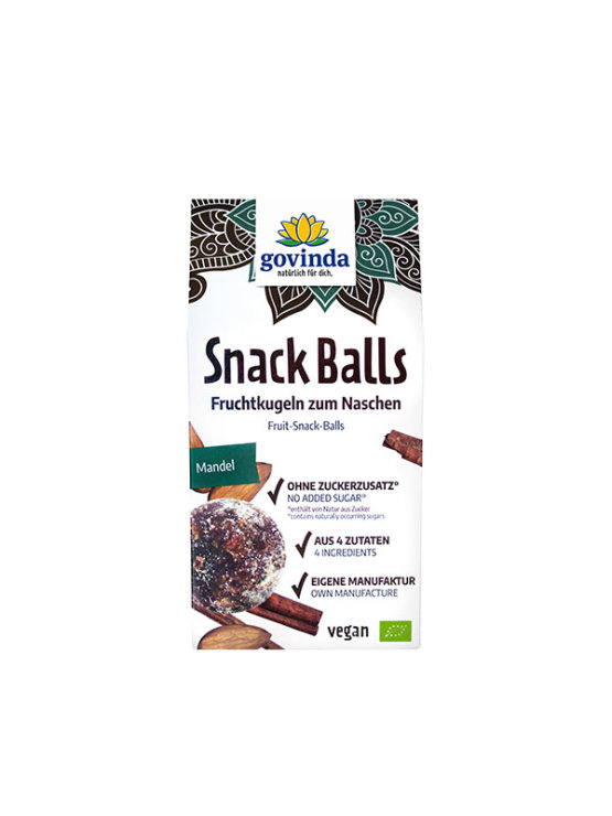 Govinda organic snack balls in a cardboard packaging of 100g