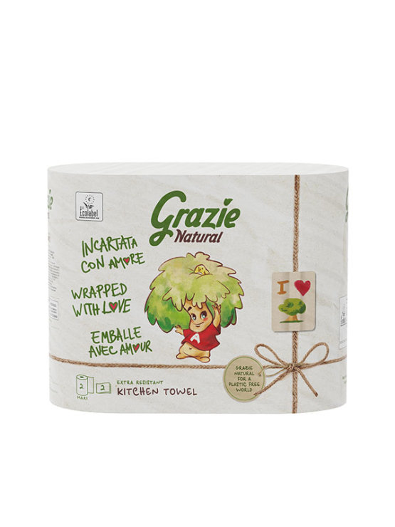 Grazie Natural 2ply recycled kitchen towel - twin pack