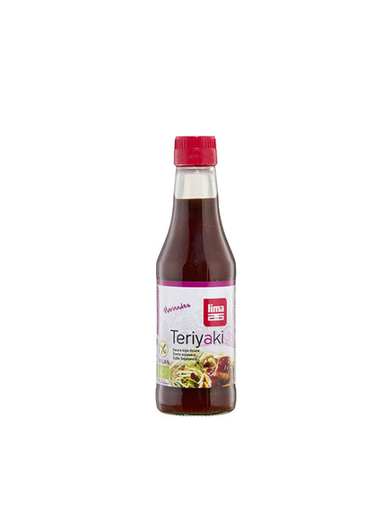 Lima organic teriyaki sweet soy sauce in a transparent bottle packaging of 250ml