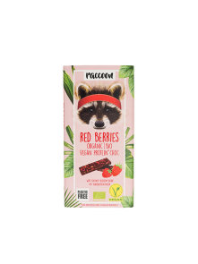 Organic vegan protein Raccoon red berries chocolate in a 40 grams packaging