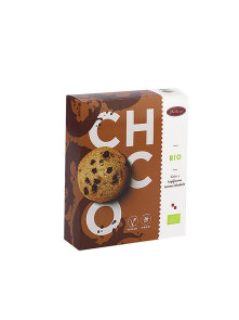 Organic chocolate chip cookies in a cardboard packaging of 125g