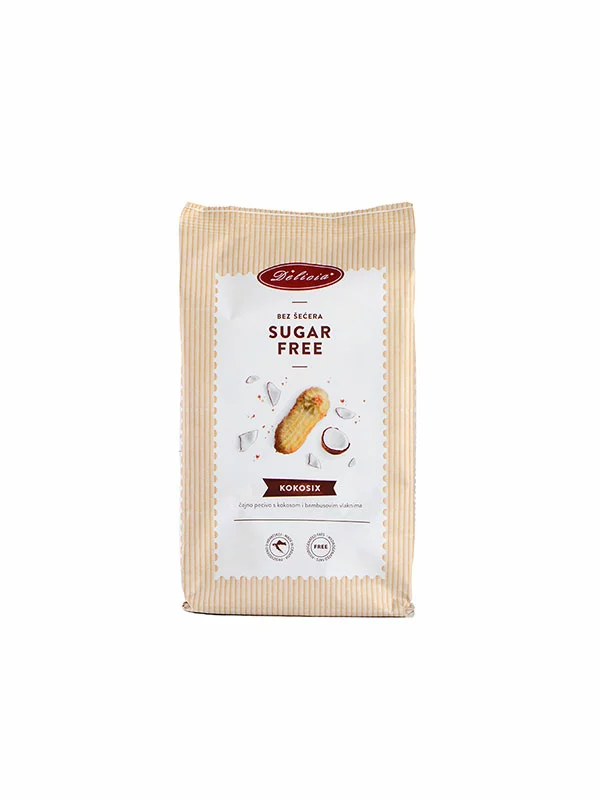 Delicia Kokosix sugar free cookies with coconut in a 200g packaging