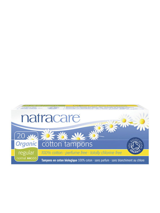 20 Natracare normal tampons in a cardboard packaging