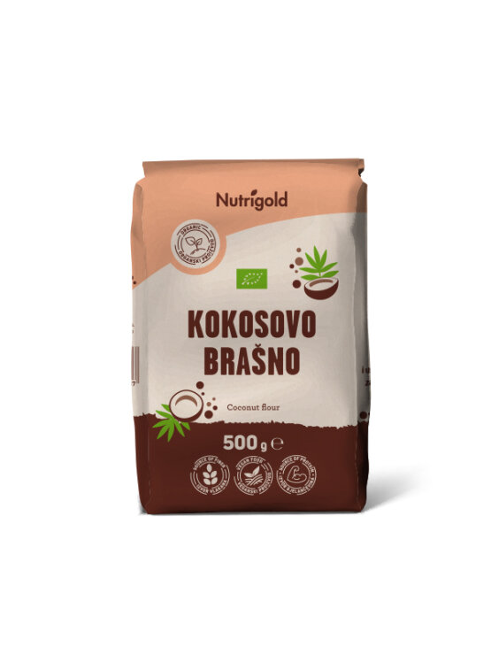 Nutrigold organic coconut flour in a packaging of 500g