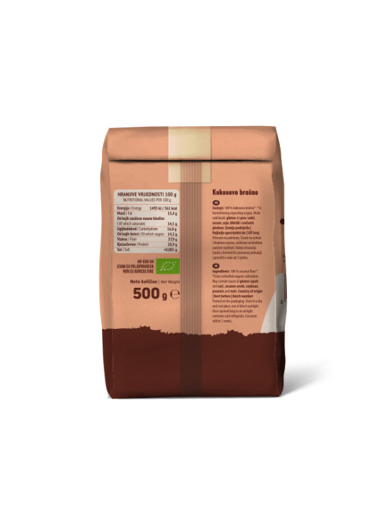 Nutrigold organic coconut flour in a packaging of 500g