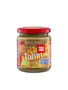 Lima organic whole tahini in a glass jar of 225g