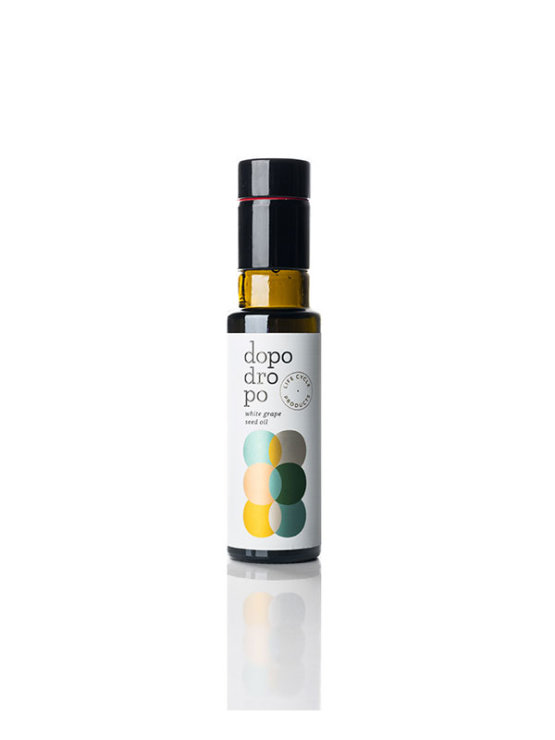 Dopo Dropo cold pressed white grapeseed oil in a bottle of 100ml