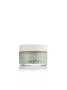 Immortella clay scrub & mask 2in1 in glass jar of 50ml