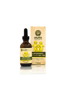 Ekolife Natura liposomal vitamin K2+D3 in a 60ml bottle with a dropper