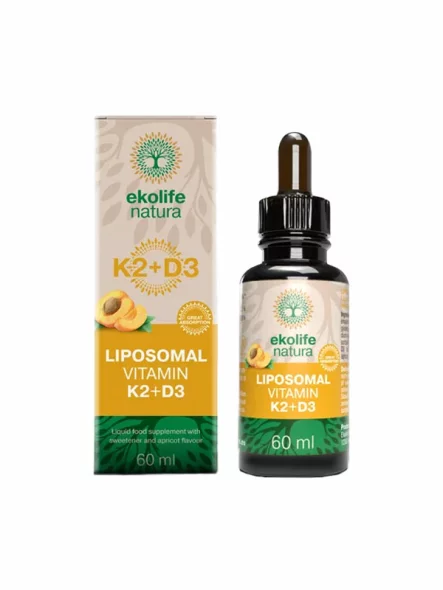 Ekolife Natura liposomal vitamin K2+D3 in a 60ml bottle with a dropper