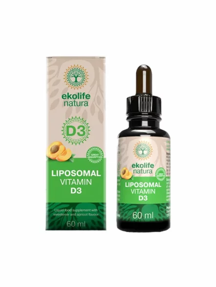 Ekolife Natura liposomal vitamin D3 in a 60ml glass bottle with a dropper