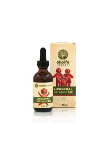 Ekolife Natura liposomal vitamin B12 in a 60ml glass bottle with a dropper