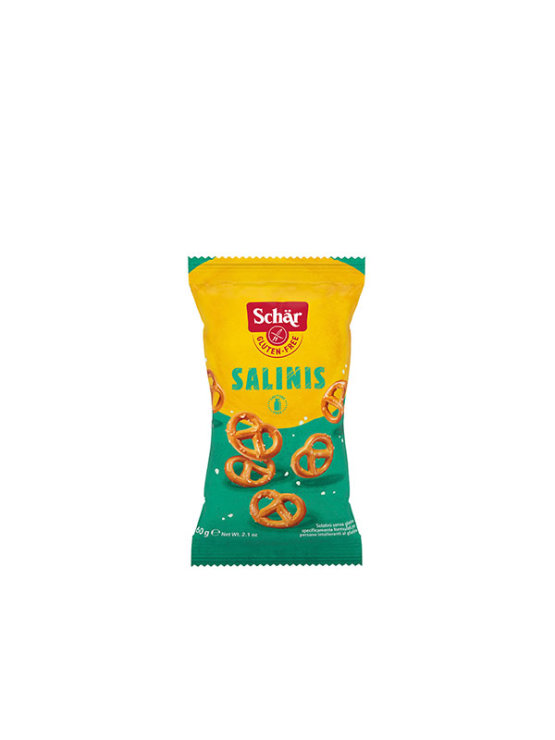 Schar gluten free salted pretzels in a 60g packaging