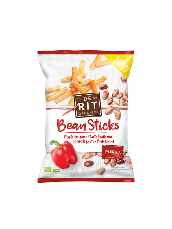 De Rit organic paprika flavoured bean sticks in a packaging of 75g