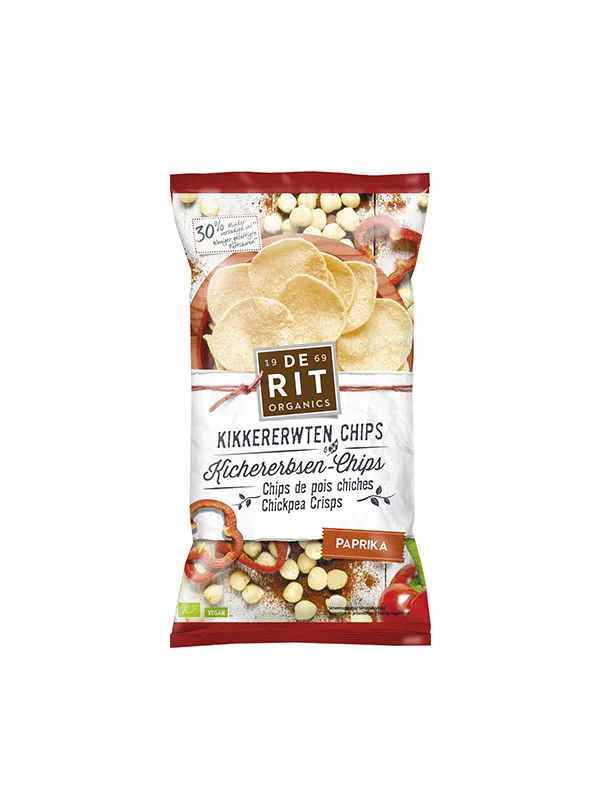 De Rit organic paprika chickpea chips in a packaging of 75g