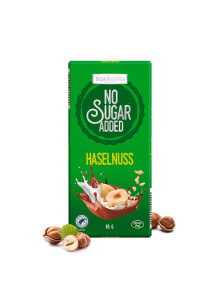 Frankonia hazelnut chocolate with no added sugar in a green cardboard packaging of 85g