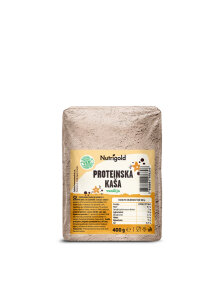 Nutrigold vanilla and blueberry protein oatmeal in a transparent packaging of 400g
