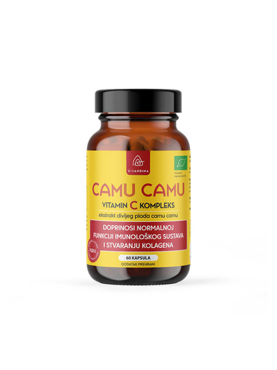 Bioandina Camu Camu complex capsules in a packaging containing 60 capsules