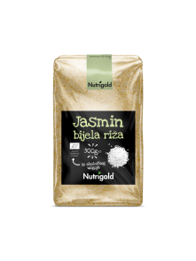 Nutrigold jasmine rice in a transparent packaging of 500g