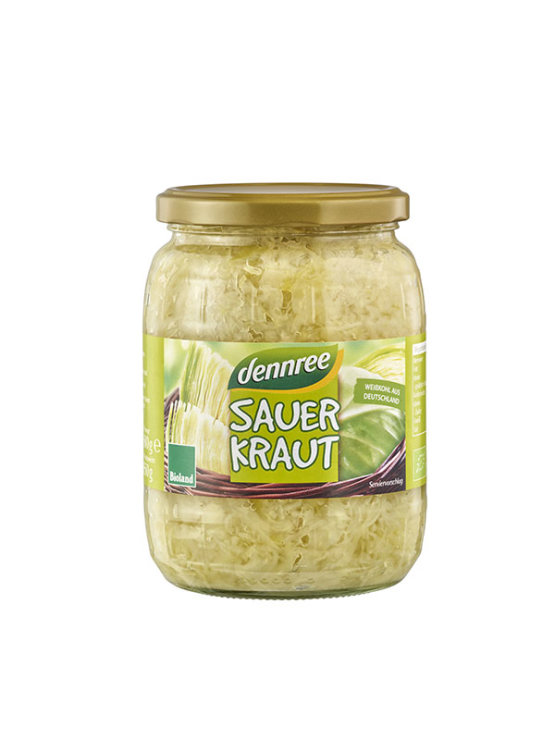 Dennree organic sauerkraut in a glass jar of 680g